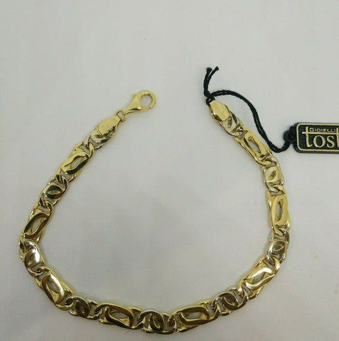 Bracciale Oro 18 kt catena bicolore 22 cm 7 mm 13,20 gr Solid 18k gold bracelet | Gioiellitosti.it